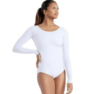 Image of Capezio Women&#039;s Long Sleeve Leotard, White, XL