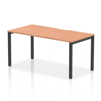 Image of Evolve Plus 1600mm Single Starter Bench Desk Beech Top Black Frame