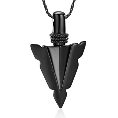 Image of Minicremation Mjolnir Thors Hammer Urn Necklace for Ashes Men Celtic Nordic Viking Cremation Jewelry Women Keepsake Memorial Pendant (Black A)