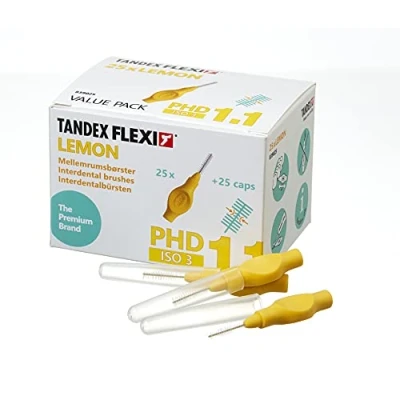 Image of Tandex Flexi 25 Interdental Brushes Lemon 1.1mm Pack of 2