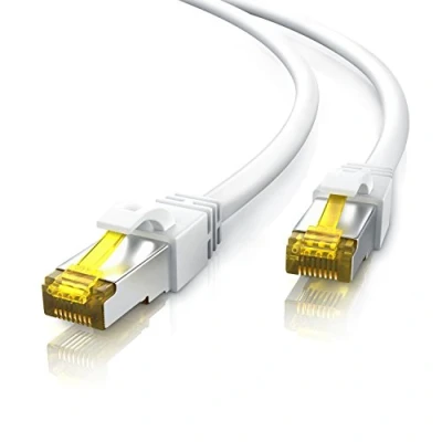 Image of 5m CAT 7 Network Gigabit Ethernet LAN cable 10000 Mbit S patch Cat. raw FTP PIMF shielding with RJ45 connector Switch Router Modem Access Point