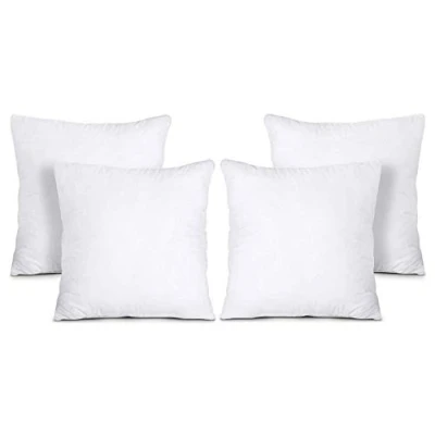Image of Britains Bedding Cushion Inner 18 x Inch Polyester Fillers Pads for Back Support, Anti Allergy Pillow Inserts, Cotton Blend Cover Hollow fiber Square Filling Stuffer (White, Pack Of 4)