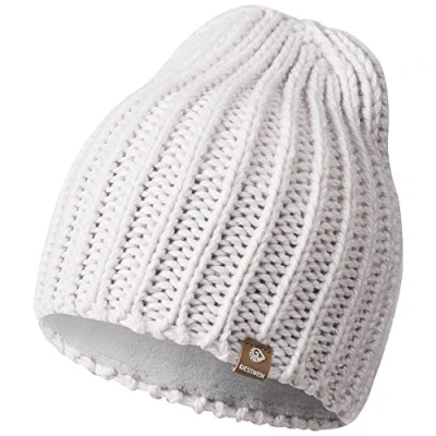 Image of GIESSWEIN Gable Knitted Beanie Warm Lined Merino Hat, Unisex High for Men and Women, Winter Hat with Fleece Lining Off White One size