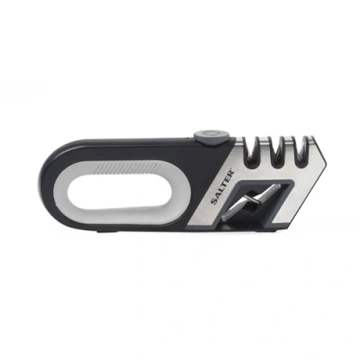 Image of Salter Professional BW11674EU7 4 in 1 Knife Sharpener, Adjustable Tungsten, Diamond &amp; Ceramic Rod, Kitchen Scissors and Knives, Non Slip, Home Blade Essential Tool, Black