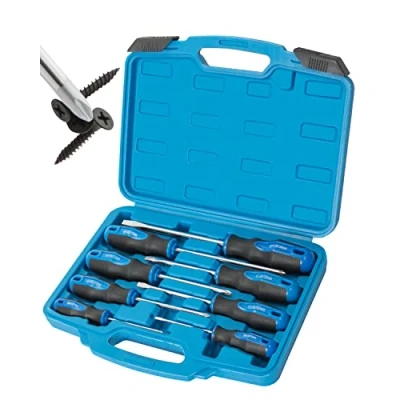Image of 8 Piece Magnetic Screwdriver Set with Nichrome Tip, 4 Phillips and Slotted Tips, Professional Padded Handle High Torque