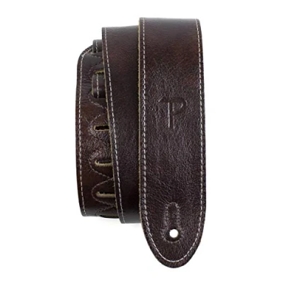 Image of Perri’s Leathers Ltd. Guitar Strap Italian Leather Mahogany Adjustable For Acoustic/Bass/Electric Guitars Made in Canada (BM2 6698)