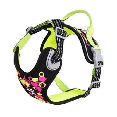 Image of Hurtta Weekend Warrior Dog Harness, Neon/Licorice, 16 18 in