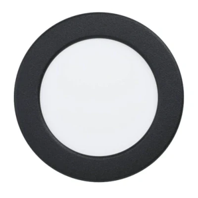 Image of Eglo Recessed LED Ceiling spot Fueva 6, Round Bathroom Downlight, Black Plastic lamp, Flat Spotlight, Warm White Cold White, IP44, ∅ 11.7 cm