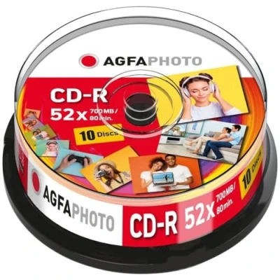 Image of 1 x 10 Agfaphoto CD R 80/700 MB 52 Speed, Cakebox Brand