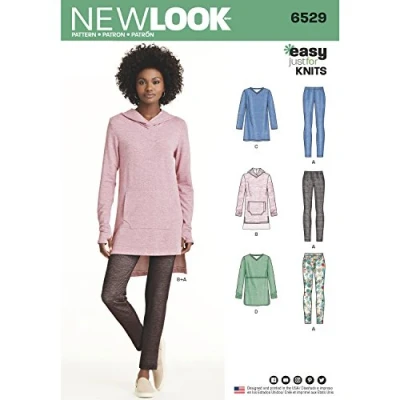 Image of New Look Pattern 6529 Women&#039;s Knit Tunics and Leggings, Paper, White, 22 x 15 1 cm