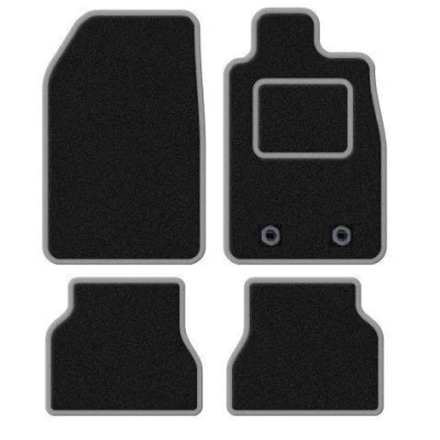 Image of TAILORED FOR CITROEN C1 2014 2015 2016 2017 2018 2019 2020 2021 PREMIUM GENUINE EXACT FIT INTERIOR FLOOR CARPET CAR MATS BLACK MAT + GREY TRIM