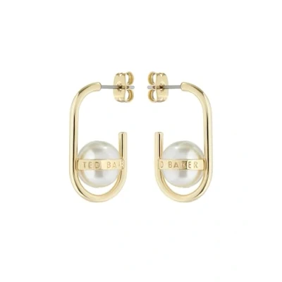 Image of Ted Baker Peritta Statement Pearl Hoop Earrings For Women (Gold/Pearl)