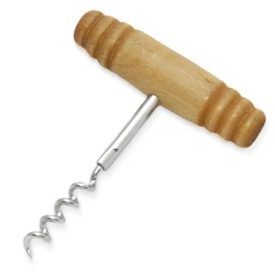 Image of Chef Craft 20963 Corkscrew with Wood Handle, Chrome, Tan