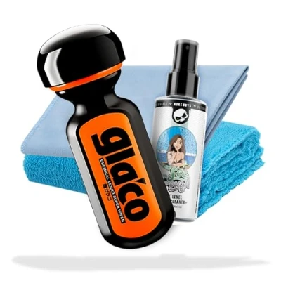 Image of detailmate Windscreen Sealing Set for Car and Shower, Lotus Effect: Soft99 Ultra Glaco Glass Sealant 70 ml + Window Cleaner 100 Microfibre Cloth Fluffy Polishing