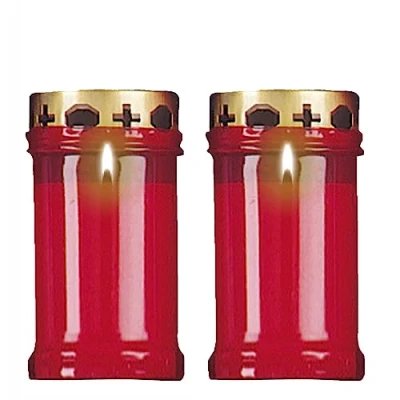 Image of Widdle Gifts Ltd 2 Pack 12cm Grave Candle Candles Mourning Light Memorial Graveside Cemetery Graveyard Decoration Approx 39 Hour Burn time,Gold,red