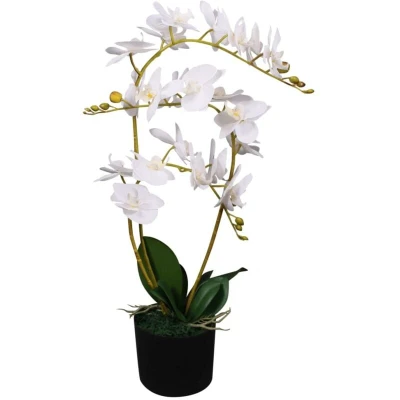 Image of vidaXL Artificial Orchid Plant with Pot 65 cm White