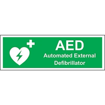 Image of AED Automated External Defibrillator safety sign 3mm Aluminium 300mm x 100mm