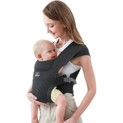 Image of MOMTORY Baby Carrier for Newborns from Birth, Comfortable Hip Seat Baby, Ergonomic Newborn to Toddler with Velcro Fastening, Easily Adjustable Carrier, 3 12 kg, Black