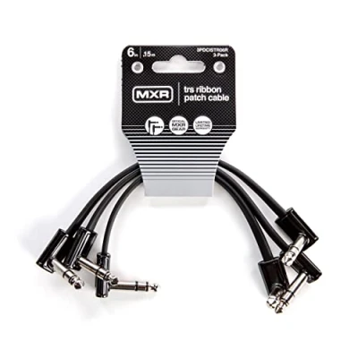 Image of Jim Dunlop MXR Ribbon TRS Patch Cable 6 in15 cm 3 Pack, 1/4 Inch Right Angle (3PDCISTR06R)