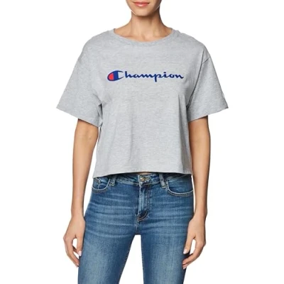 Image of Champion Women&#039;s The Cropped TEE T Shirt, Oxford Gray, X Large
