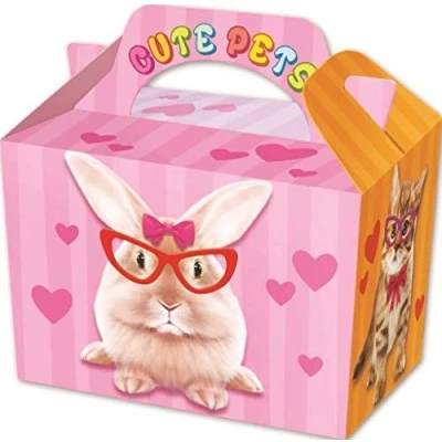 Image of CUTE PETS Party Boxes PACK OF 10 Children/Kids Carry Food Meal Fun Picnic Birthday Wedding Favour / Baby Shower Box Loot Bag