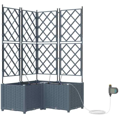 Image of vidaXL Garden Planters with Water Irrigation System 3 pcs Light Grey