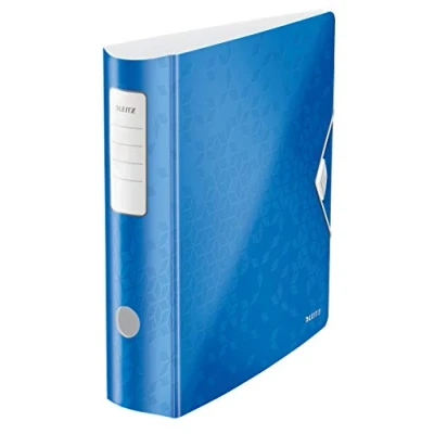 Image of Leitz Lever Arch File, Metallic blue, A4, Curved spine 75mm width, Elastic fastening, Light polyfoam, WOW Range, 11060036