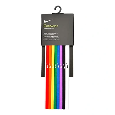 Image of Nike Skinny Headbands 8 Pack Tennis Swoosh Hair Bands of (Pepper/Orange Blaze/Sunlight)