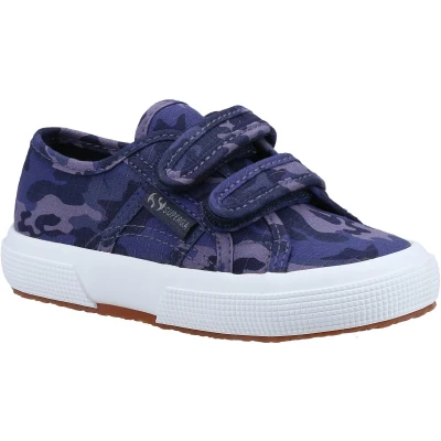 Image of Superga 2750 Kids Straps Camo Ripstop Childrens Unisex Summer Navy Size UK 10