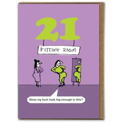 Image of Modern Toss Funny 21st Birthday Card &#039;Bum Look Big Enough?&#039; Cheeky Age 21 Humour Cards For Him Her Men Women Friends