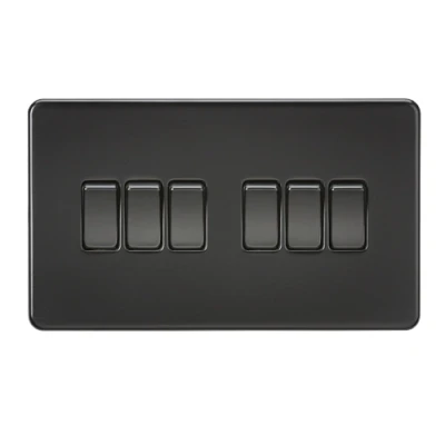 Image of KnightsBridge Screwless 10AX 6G 2 Way Switch Matt Black
