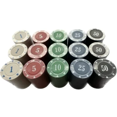 Image of 300 x NUMBERED POKER ROULETTE CASINO CHIPS SUITED DESIGNS 60 5 COLOURS