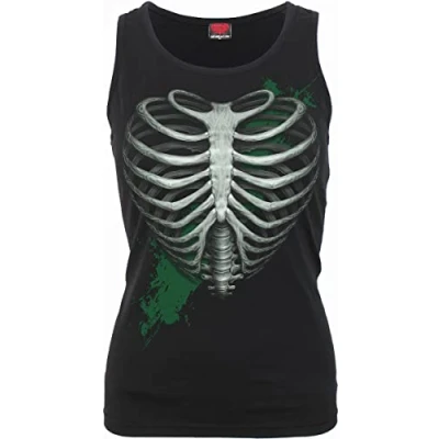 Image of Spiral Heart Ribs Glow in The Dark Razor Back Top Black XL