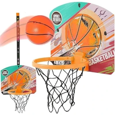 Image of kidoloop Kids Basketball Hoop with Hard PVC Backboard Pump and Ball Hanger Hook Indoor Outdoor Large Set Net Portable Sport Toys for Set, Design 3