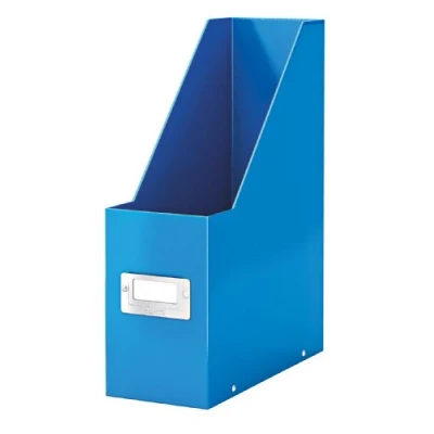 Image of Leitz Magazine File Holder, A4, Cardboard Document Storage Box with Label, Foldable for Home, Office &amp; School, Click and Store Range 60470036 Blue