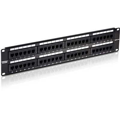 Image of TRENDnet 48 Port Cat5/5e Unshielded Wall Mount or RackMount Patch Panel, Backwards Compatible with CAT 3/4/5 Cabling, TC P48C5E