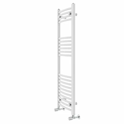 Image of Warmehaus Contemporary Curved Bathroom Heated Towel Rail Radiator Rad 1200 x 400mm White