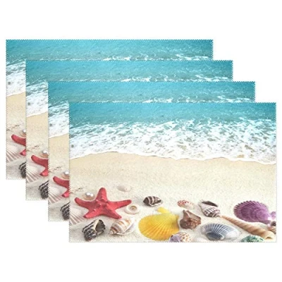 Image of Placemats Sea Shells On Beach Place Mats Dining Table Christmas Decoration 4pcs
