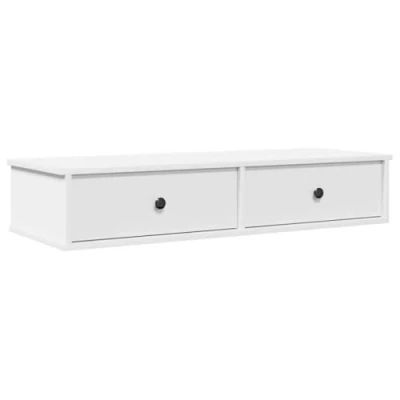 Image of vidaXL wall shelf with drawers 100x37.5x19 cm white engineered wood floating cabinet for living room/bedroom