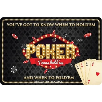 Image of DODINO 20 x 30 cm Retro Tin Signs POKER, Decorative Sign, Gift Idea for Poker Casino Fans, Las Vegas Notice 3D Effect