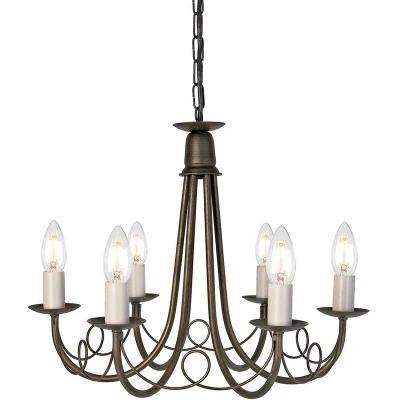 Image of Minster 6 Light Chandelier Black, Gold Finish, E14