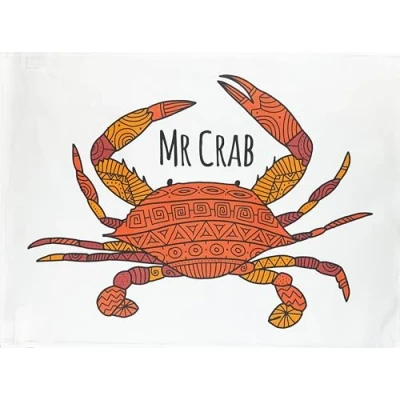 Image of Half a Donkey Mr Crab large cotton tea towel