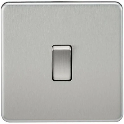 Image of KnightsBridge 10AX 1G DP Screwless Switch Brushed Chrome