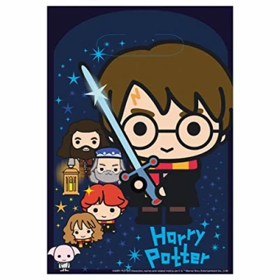Image of Amscan 9912928 Harry Potter Birthday Party Paper Loot Bags, Multicolor, 8 Pack