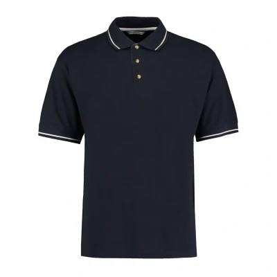 Image of Kustom Kit Mens Short Sleeve Polo Shirts, Navy/White, Large. KK606