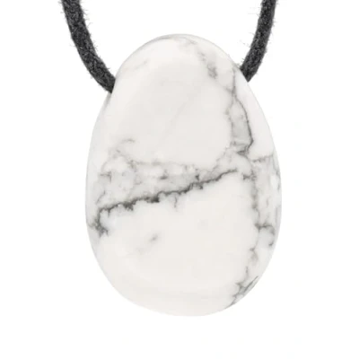 Image of Lebensquelle Plus Magnesite Teardrop Pendant Tumbled Stone Drilled with Leather Cord