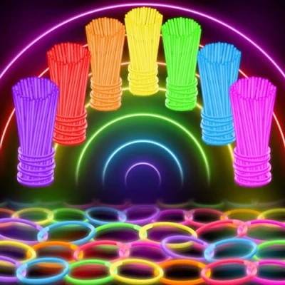 Image of 100 Glow Sticks Bulk Party Supplies — in The Dark Fun Pack with 8&quot; Glowsticks and Connectors for Bracelets Necklaces Kids Adults