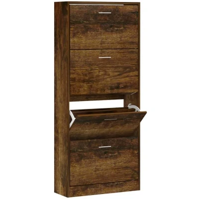 Image of vidaXL Shoe Cabinet Smoked Oak 63x24x147 cm Engineered Wood