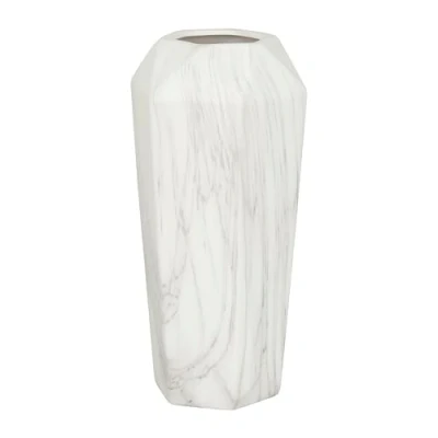 Image of Deco 79 Vase, Stoneware, White, 6&quot; x 7&quot; 14&quot;