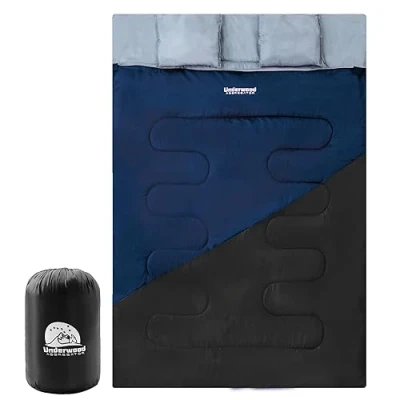 Image of Double Sleeping Bag for Adults and Kids Lightweight SleepingBag with 2 Pillows, Man Large Camping, Waterproof 3 Season Outdoor, Hiking by Underwood Aggregator